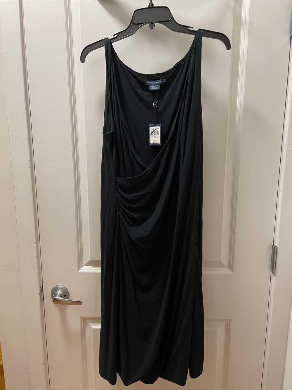 Ralph Lauren Black Draped Midi Dress